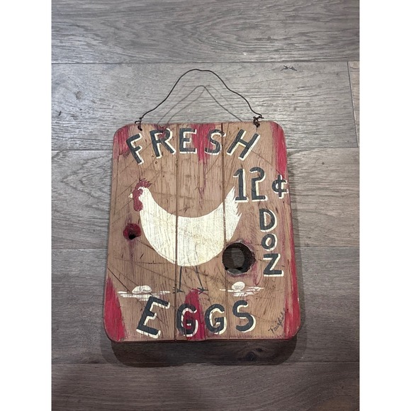 Other - Vintage Farmhouse Wooden Sign Fresh Eggs 12 Cents Rustic Hen Wall Decor 12x9.5